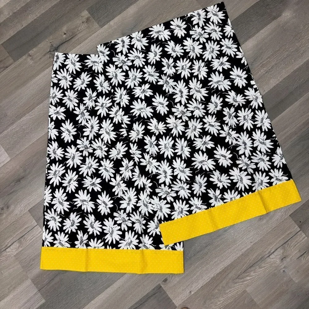 Daisies Polka Dot Duvet Bedding Set‎ Black White Yellow Twin